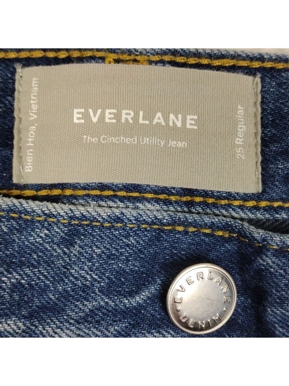 Everlane Cinched Utility Jean Blue Medium Wash High Rise Straight Leg Jean - Picture 6 of 15